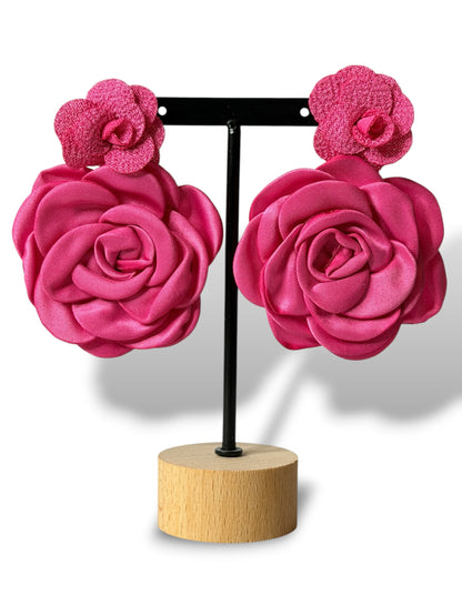 MADALENA - BOUCLES D'OREILLES FLEUR FUCHSIA