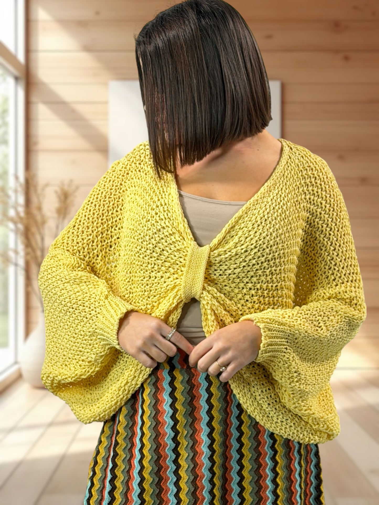 GLOSS - PULL OVERSIZE JAUNE JUSQU'A LA TAILLE 54