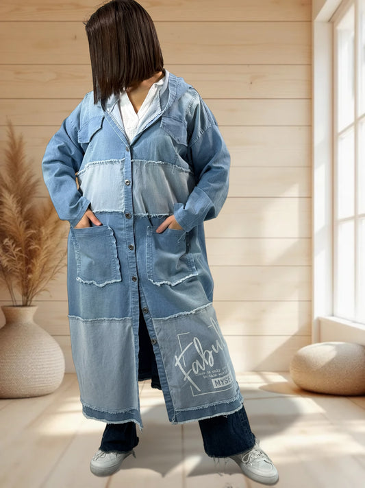LAURY - TRENCH EN JEAN A CAPUCHE JUSQU'A LA TAILLE 52/54