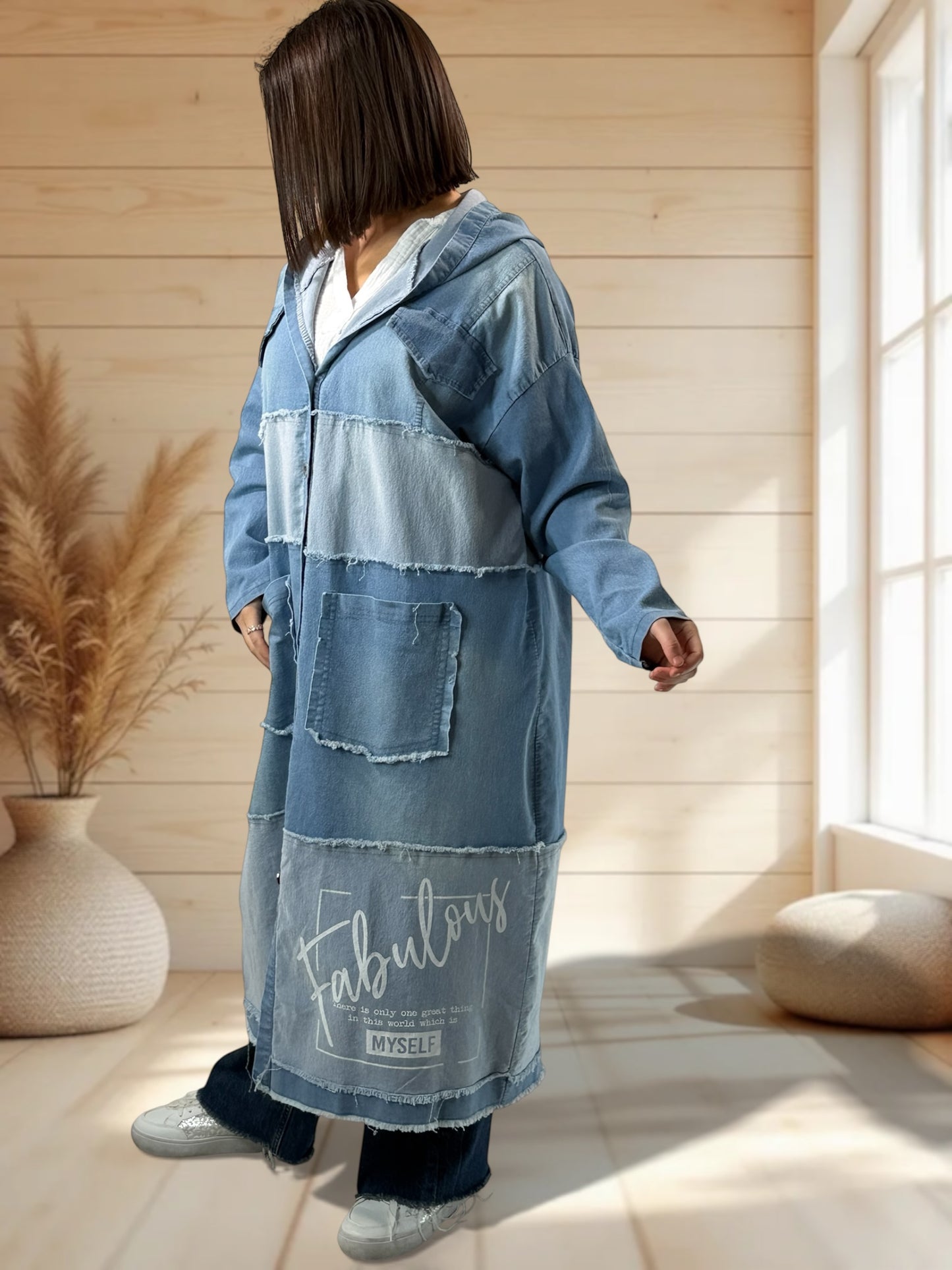 LAURY - TRENCH EN JEAN A CAPUCHE JUSQU'A LA TAILLE 52/54