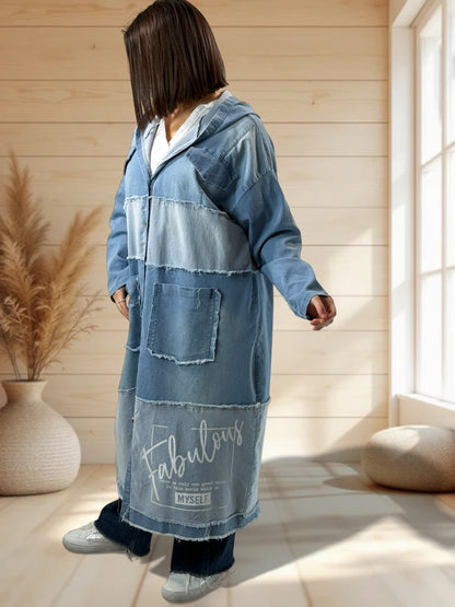 LAURY - TRENCH EN JEAN A CAPUCHE JUSQU'A LA TAILLE 52/54