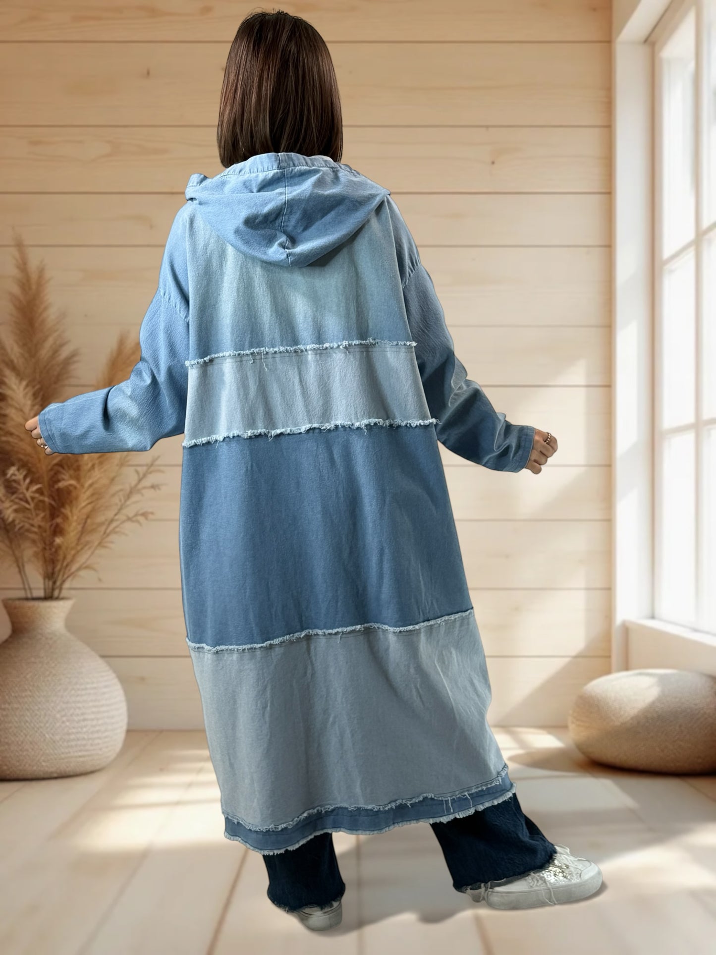 LAURY - TRENCH EN JEAN A CAPUCHE JUSQU'A LA TAILLE 52/54