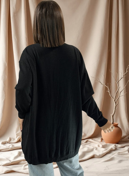 KELLY - PULL NOIR SCINTILLANT JUSQU'A LA TAILLE 52