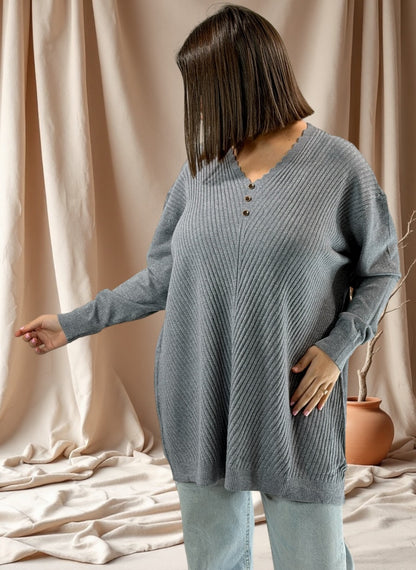 KELLY - PULL GRIS SCINTILLANT JUSQU'A LA TAILLE 52