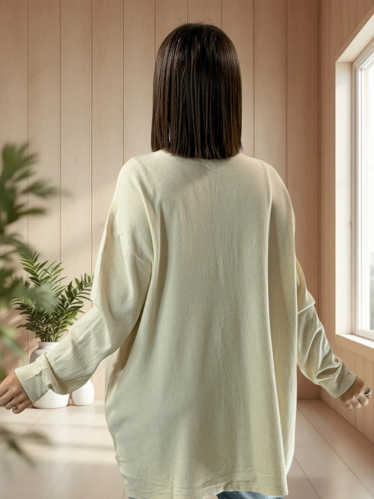 GABBY - PULL BEIGE EN MAILLE 2 POCHES JUSQU'A LA TAILLE 54