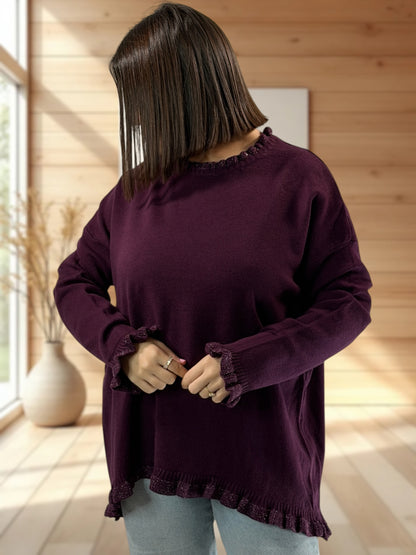 FLAVIE - PULL RAISIN FROUFROUS SCINTILLANTS JUSQU'A LA TAILLE 50/52
