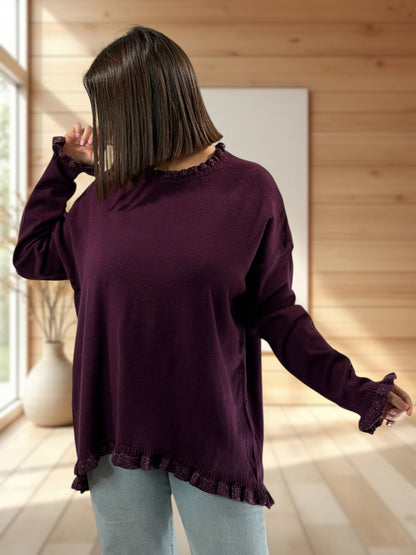FLAVIE - PULL RAISIN FROUFROUS SCINTILLANTS JUSQU'A LA TAILLE 50/52