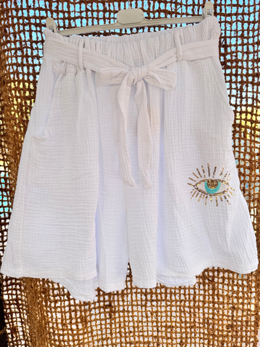 MYKONOS - SHORT BLANC OEIL EN SEQUINS TAILLE 46/48 A 52