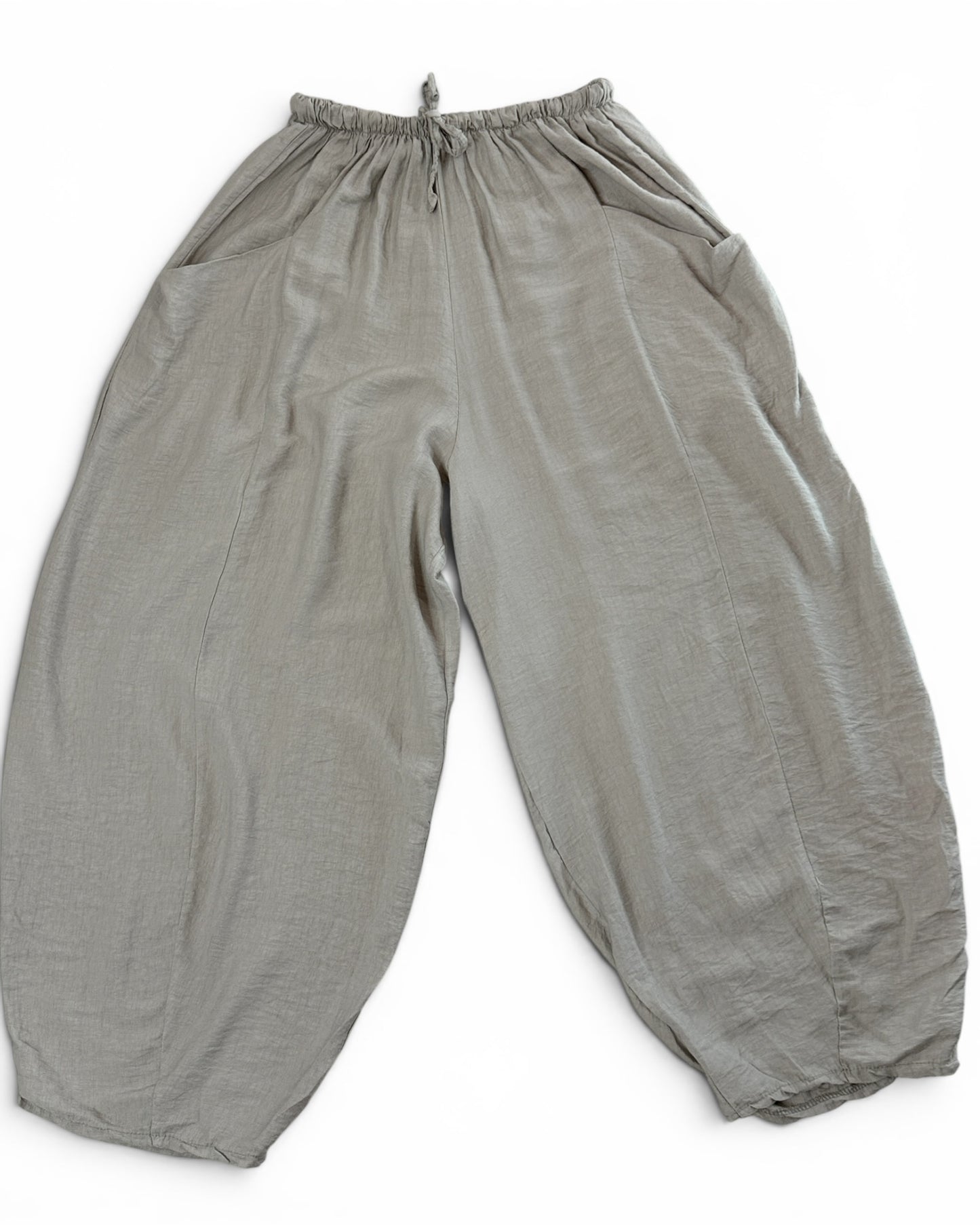 MAXOU - PANTALON TAUPE COUPE BARREL FLUIDE TAILLE 48 A 54