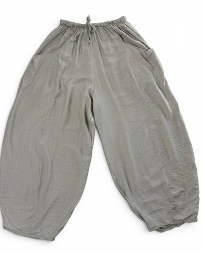 MAXOU - PANTALON TAUPE COUPE BARREL FLUIDE TAILLE 48 A 54