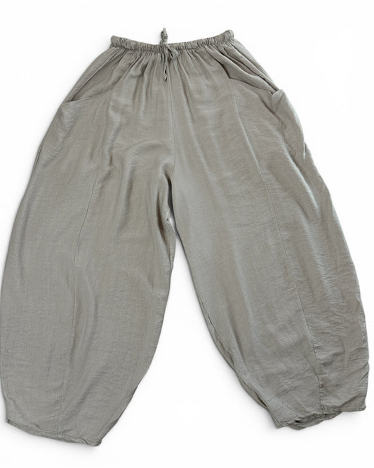 MAXOU - PANTALON TAUPE COUPE BARREL FLUIDE TAILLE 48 A 54