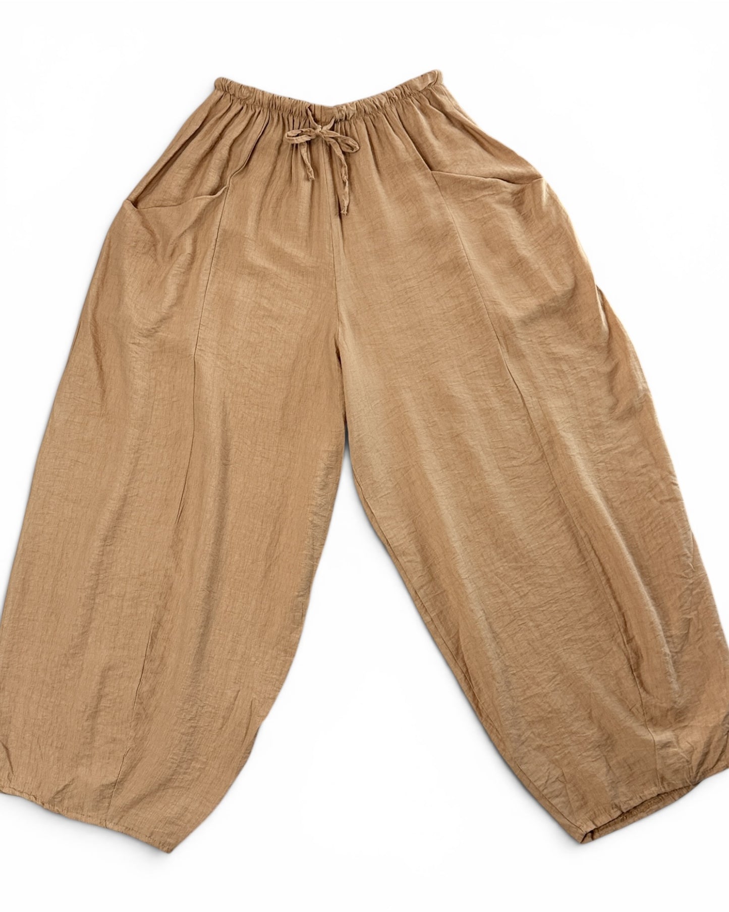 MAXOU - PANTALON CAMEL COUPE BARREL FLUIDE TAILLE 48 A 54