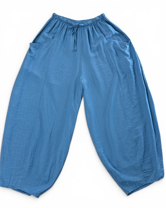 MAXOU - PANTALON BLEU JEAN COUPE BARREL FLUIDE TAILLE 48 A 54
