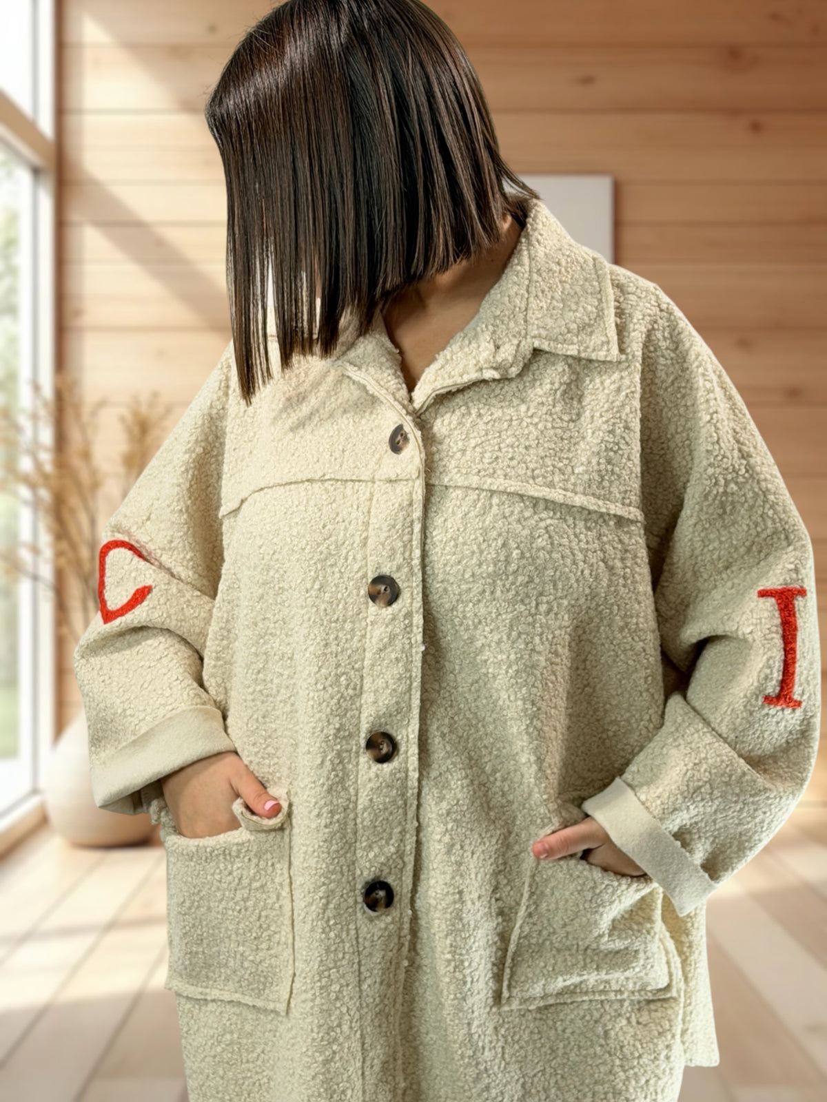 BOSTON - VESTE OVERSIZE BLANC CASSE JUSQU'A LA TAILLE 54/56