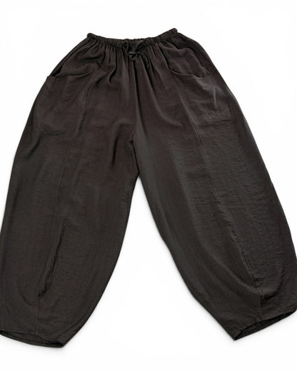 MAXOU - PANTALON MARRON COUPE BARREL FLUIDE TAILLE 48 A 54