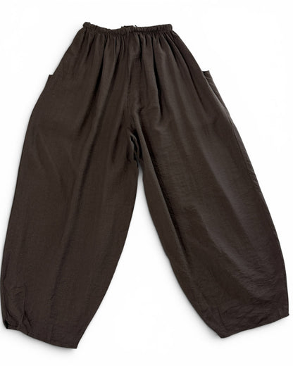 MAXOU - PANTALON MARRON COUPE BARREL FLUIDE TAILLE 48 A 54