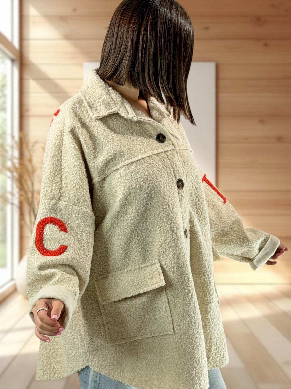 BOSTON - VESTE OVERSIZE BLANC CASSE JUSQU'A LA TAILLE 54/56