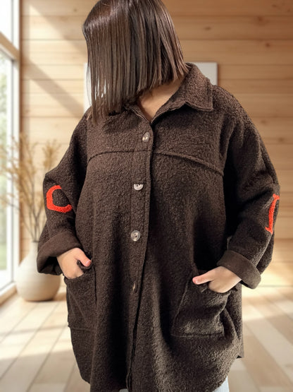BOSTON - VESTE OVERSIZE MARRON JUSQU'A LA TAILLE 54/56