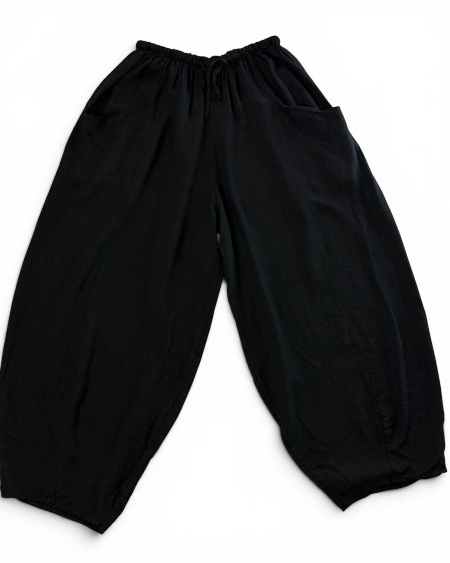 MAXOU - PANTALON NOIR COUPE BARREL FLUIDE TAILLE 48 A 54