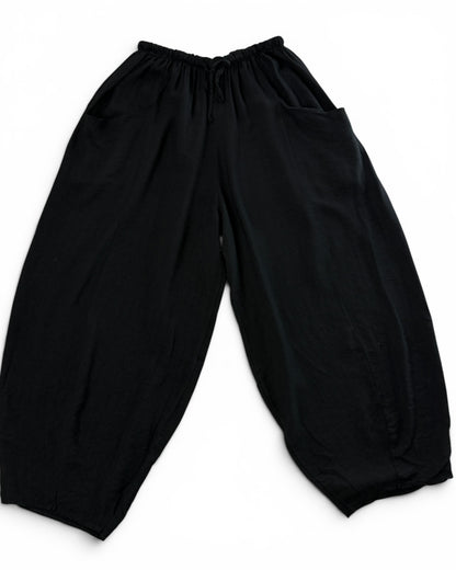 MAXOU - PANTALON NOIR COUPE BARREL FLUIDE TAILLE 48 A 54
