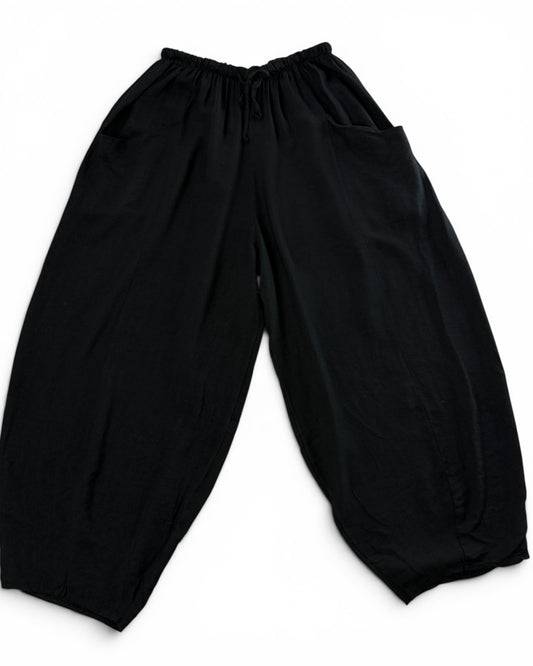 MAXOU - PANTALON NOIR COUPE BARREL FLUIDE TAILLE 48 A 54