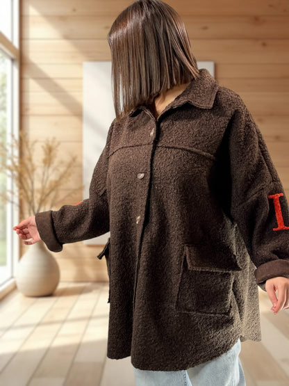 BOSTON - VESTE OVERSIZE MARRON JUSQU'A LA TAILLE 54/56