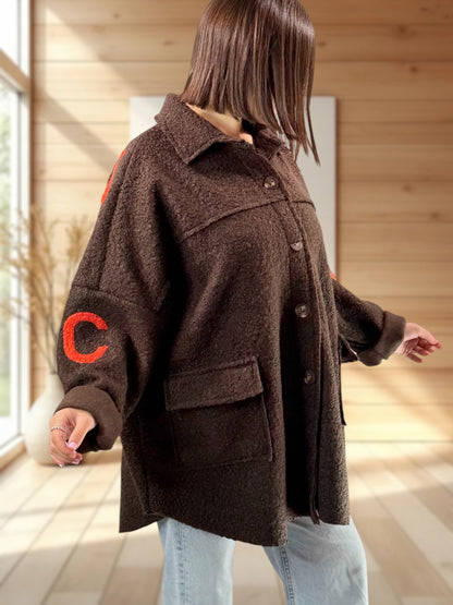 BOSTON - VESTE OVERSIZE MARRON JUSQU'A LA TAILLE 54/56