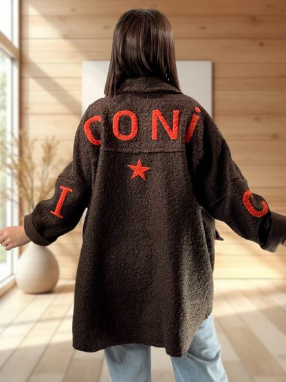 BOSTON - VESTE OVERSIZE MARRON JUSQU'A LA TAILLE 54/56
