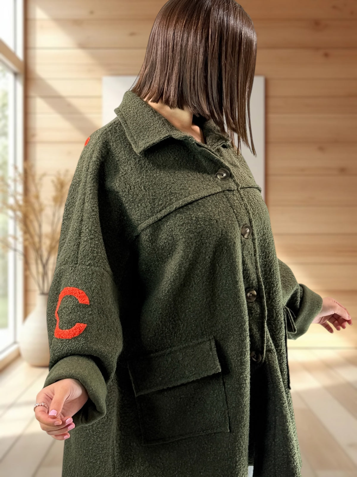 BOSTON - VESTE OVERSIZE KAKI JUSQU'A LA TAILLE 54/56