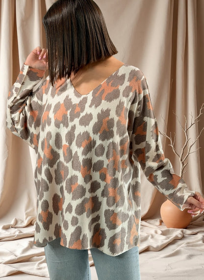 LEONARD - PULL OVERSIZE LEOPARD JUSQU'A LA TAILLE 54