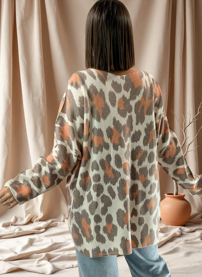 LEONARD - PULL OVERSIZE LEOPARD JUSQU'A LA TAILLE 54
