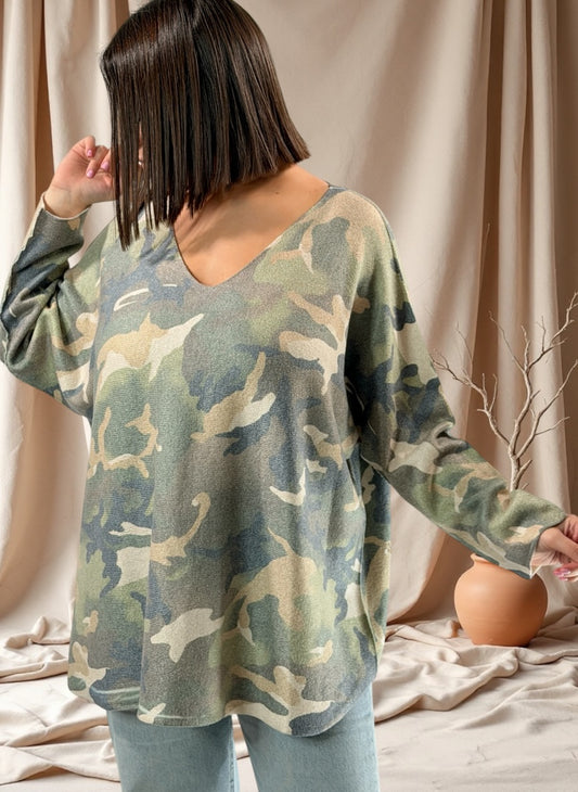 LEONARD - PULL OVERSIZE CAMOUFLAGE JUSQU'A LA TAILLE 54