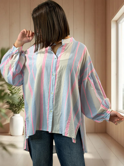 LUCINDA - BLOUSE A RAYURE JUSQU'A LA TAILLE 54
