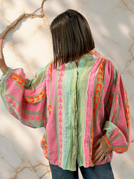 NUANCE  - BLOUSE A MOTIF JUSQU'A LA TAILLE 54