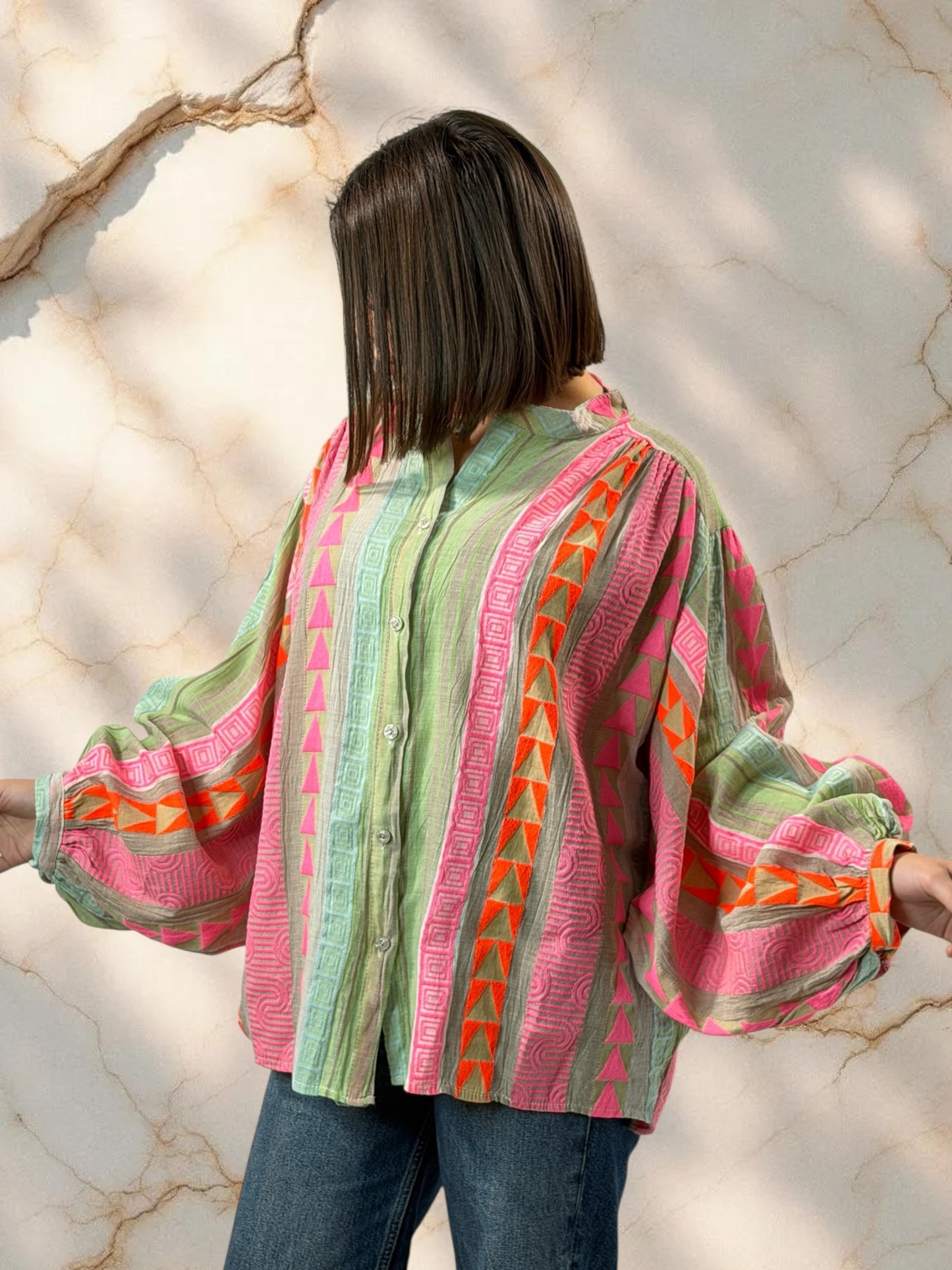 NUANCE  - BLOUSE A MOTIF JUSQU'A LA TAILLE 54