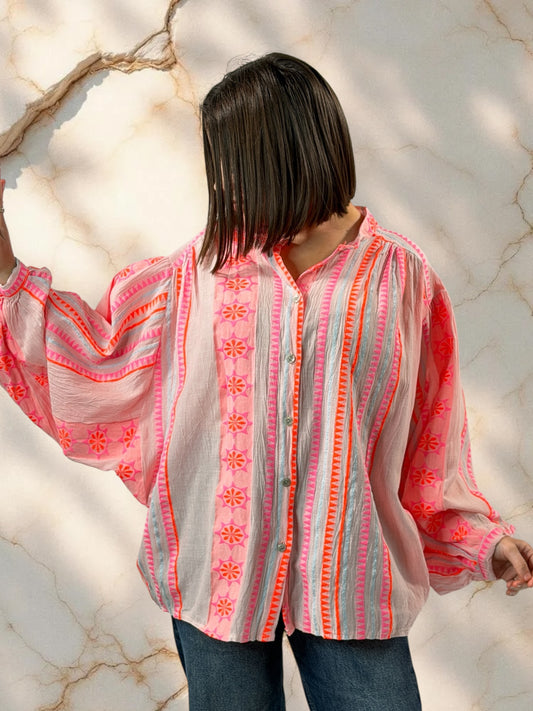 NUANCE  - BLOUSE A MOTIF JUSQU'A LA TAILLE 54