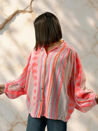 NUANCE  - BLOUSE A MOTIF JUSQU'A LA TAILLE 54