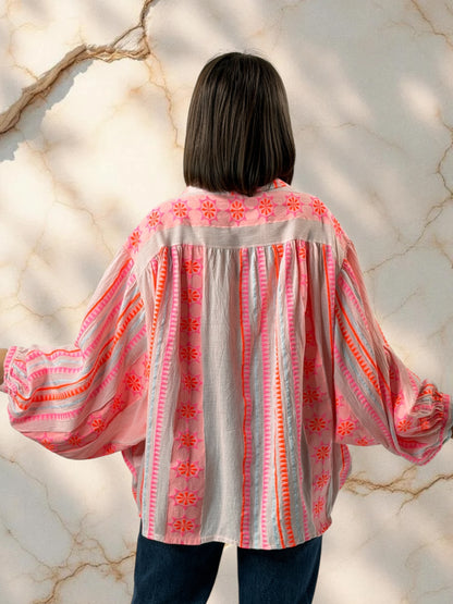 NUANCE  - BLOUSE A MOTIF JUSQU'A LA TAILLE 54