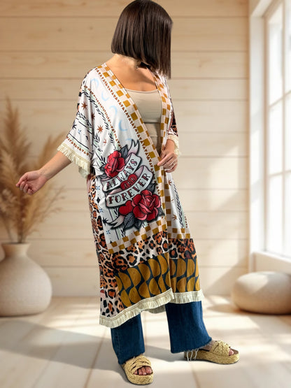 CHEYENNE - KIMONO OVERSIZE A MOTIF JUSQU'A LA TAILLE 54/56