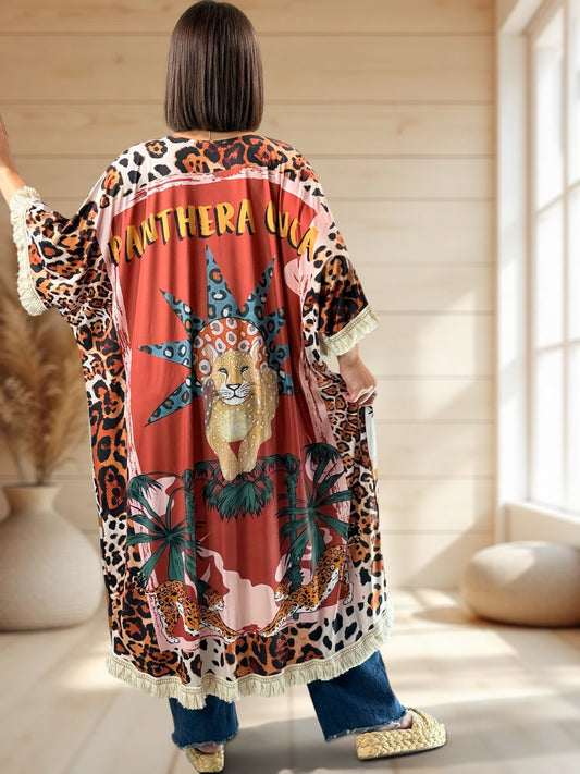 CHEYENNE - KIMONO OVERSIZE A MOTIF JUSQU'A LA TAILLE 54/56