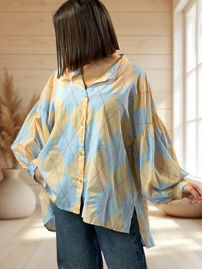 LUCINDA - BLOUSE A CARREAUX JUSQU'A LA TAILLE 54