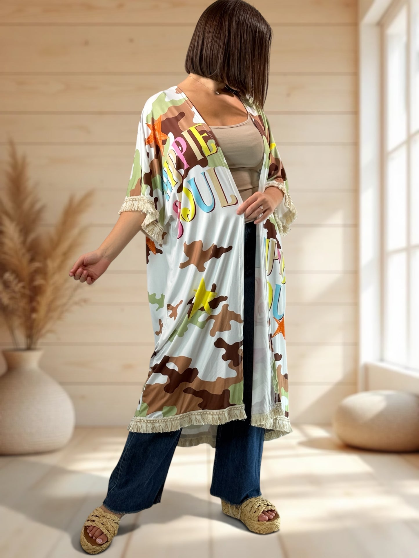 CHEYENNE - KIMONO OVERSIZE A MOTIF JUSQU'A LA TAILLE 54/56