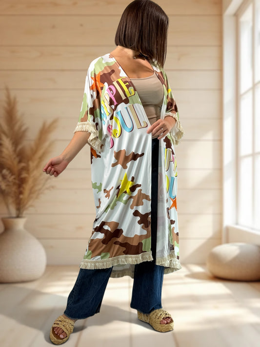 CHEYENNE - KIMONO OVERSIZE A MOTIF JUSQU'A LA TAILLE 54/56