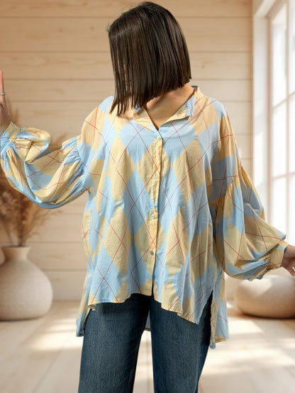 LUCINDA - BLOUSE A CARREAUX JUSQU'A LA TAILLE 54