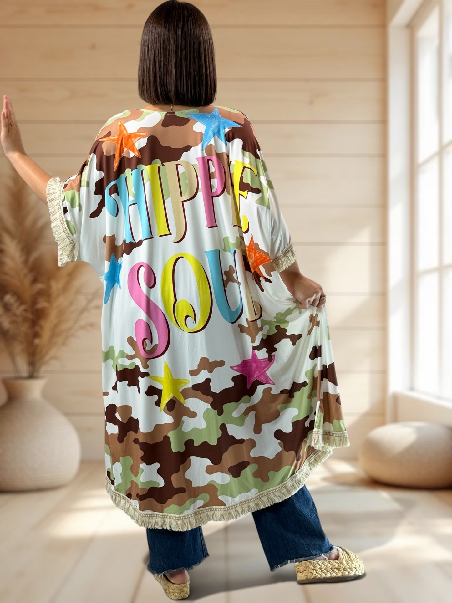 CHEYENNE - KIMONO OVERSIZE A MOTIF JUSQU'A LA TAILLE 54/56