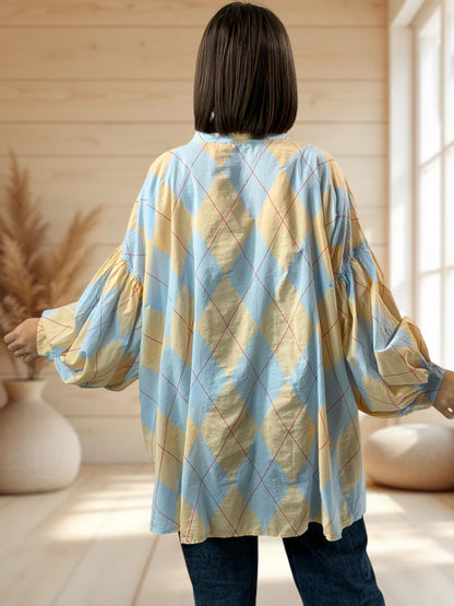 LUCINDA - BLOUSE A CARREAUX JUSQU'A LA TAILLE 54