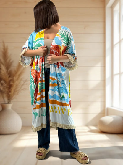 CHEYENNE - KIMONO OVERSIZE A MOTIF JUSQU'A LA TAILLE 54/56