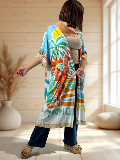 CHEYENNE - KIMONO OVERSIZE A MOTIF JUSQU'A LA TAILLE 54/56