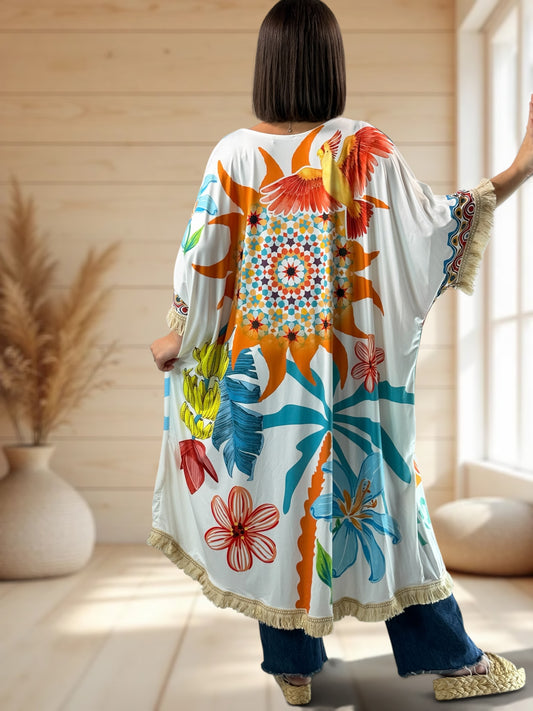 CHEYENNE - KIMONO OVERSIZE A MOTIF JUSQU'A LA TAILLE 54/56