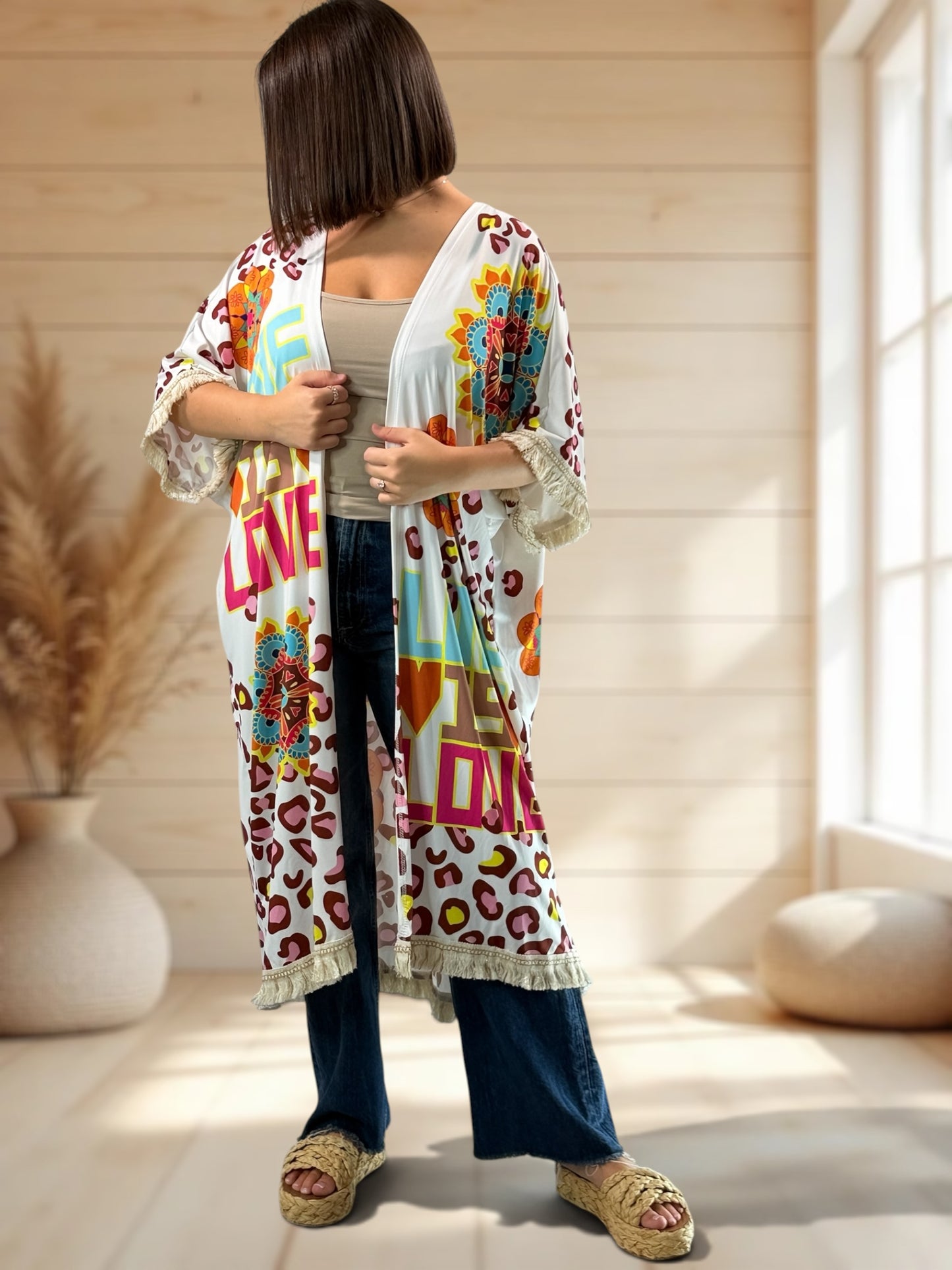 CHEYENNE - KIMONO OVERSIZE A MOTIF JUSQU'A LA TAILLE 54/56